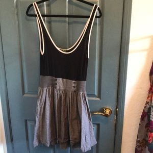 Black and Gray Dress with Buttons